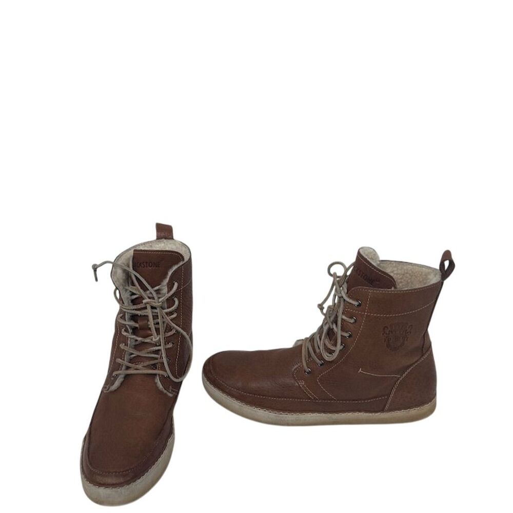 Blackstone Men's Shearling Lined High Top Boots Brown Leather Size 12